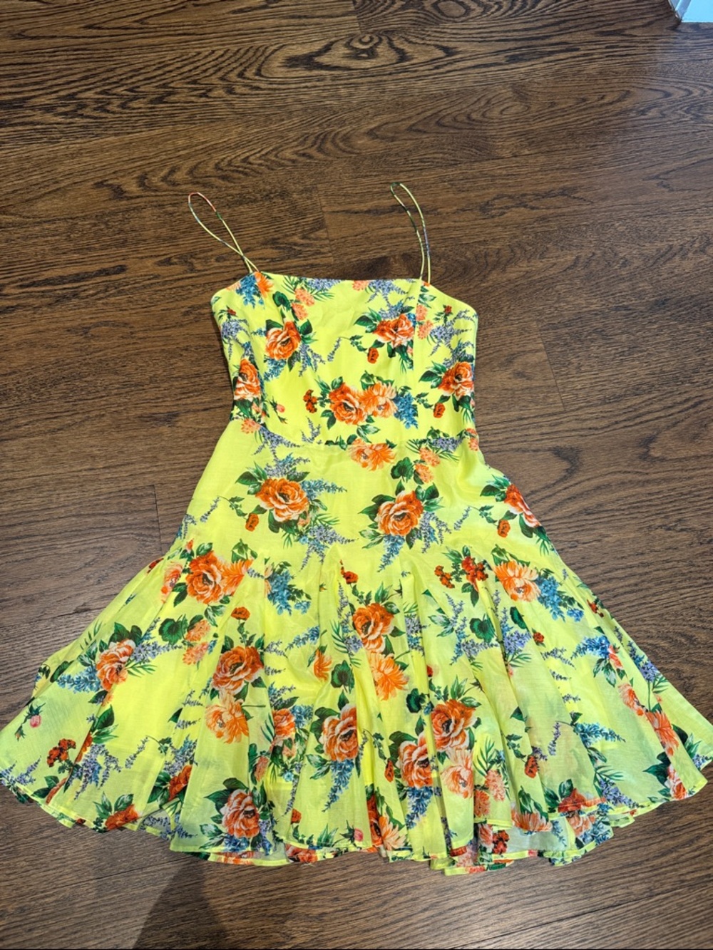 Alice + Olivia Yellow Floral Mini Dress